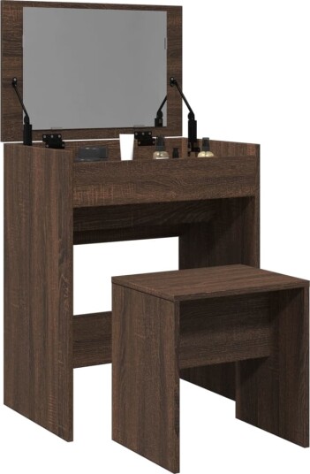 Sminkebord med krakk brun eik 60x40x113,5 cm