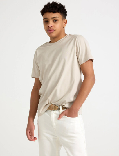 Lindex T Shirt Regular Solid - Cream - 128 Lindex T Shirt Regular Solid - Cream - 128