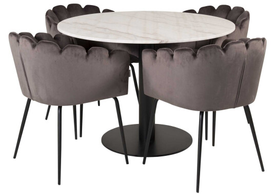 Venture Design Estelle & Limhamn spisegruppe Hvit/grå 4 st stoler & bord 106 cm