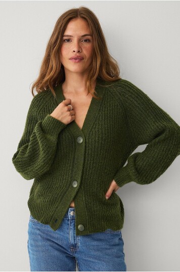 Ellos Collection Cardigan med knapper Grønn Ellos Collection Cardigan med knapper Grønn