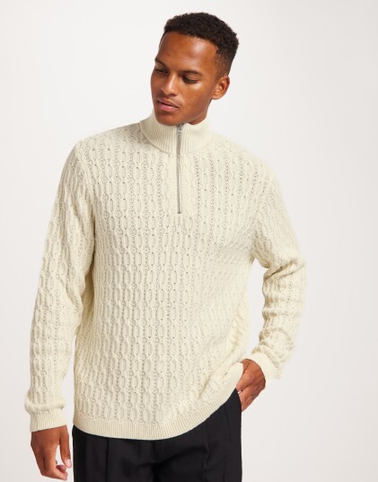 Only & Sons Onsleonard Life Reg 7 Half Zip Knit Gensere med glidelås Beige