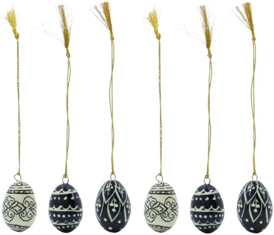 House Doctor Deco påskeegg 3 cm 6 deler Black offwhite