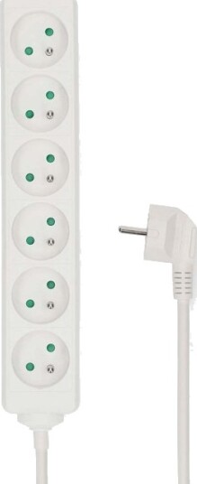 Nedis 6 veis skjøtekontakt 3m hvit ESOC630F1WT
