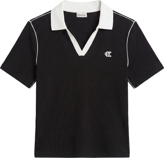 Calvin Klein Jeans Ss Color Blck 2X2 Baby Rib Polo Black XS