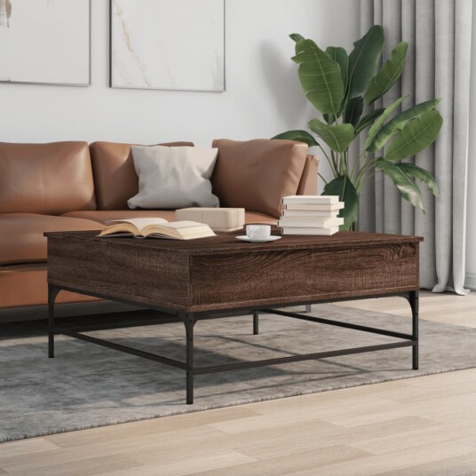 Salongbord brun eik 95x95x45 cm konstruert tre og metall 8721012490291