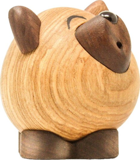 FableWood Wulf Ulv Trefigur 8 cm i Ask og Valnøtt - Dekorativ Figur
