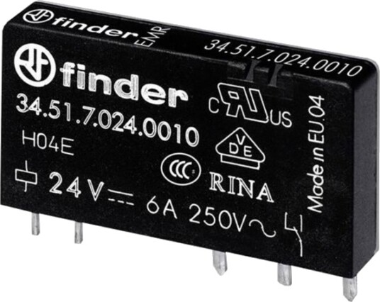Finder 34.51.7.060.5010 Printrelé 60 V/Dc 6 A 1 Vekslekontakt