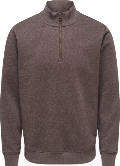 Only & Sons Melange Regular Sweat Half Zip Brun XL