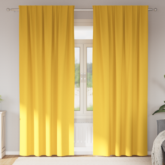Gardiner med gardiner 2 pcs sennepsgul Polyester