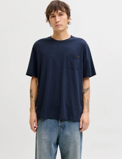 Jack & Jones Jjedover Slub Tee Ss Noos Navy XS