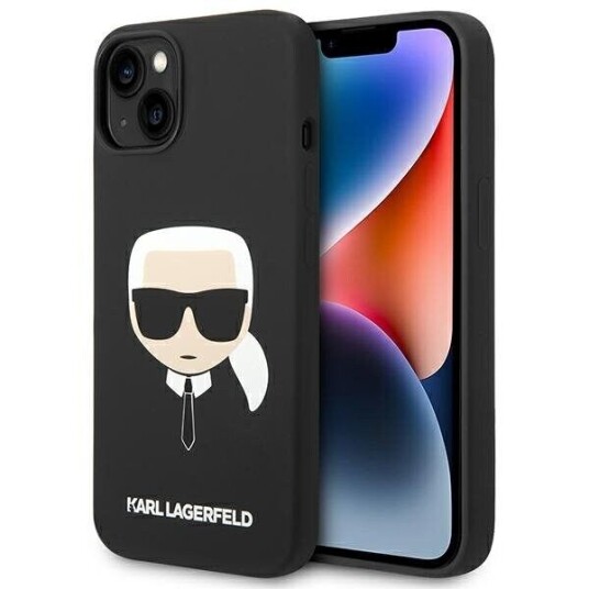 Karl Lagerfeld Silikon MagSafe Deksel for iPhone 14 Plus - Ikonik Karl's Head - Svart