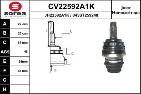 Drivledd EAI CV22592A1K Drivledd EAI CV22592A1K