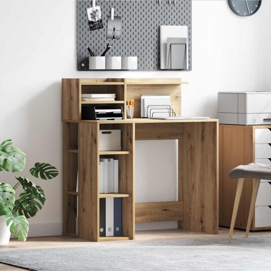  Skrivebord med Lagring Artisansk Eik 90x48x101.5 cm Konstruert tre