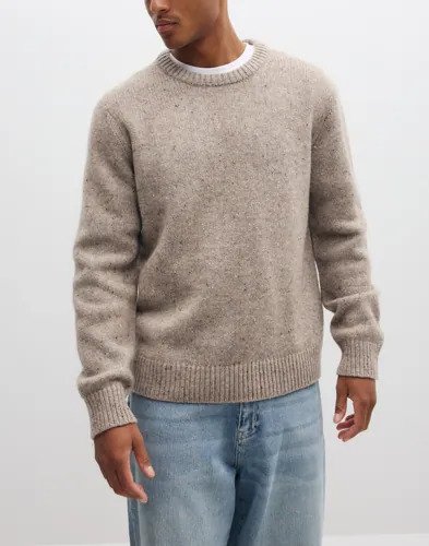 Selected Men Slhcody Ls Knit Relaxed Crew Neck N Collegegensere Beige