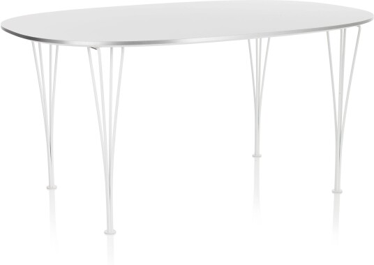 Fritz Hansen - B612 Superellips 100x150 Cm Laminat Vit Pulverlack Spisebord Arne Jacobsen,Bruno Mathsson,Piet Hein Hvit Metall/tre