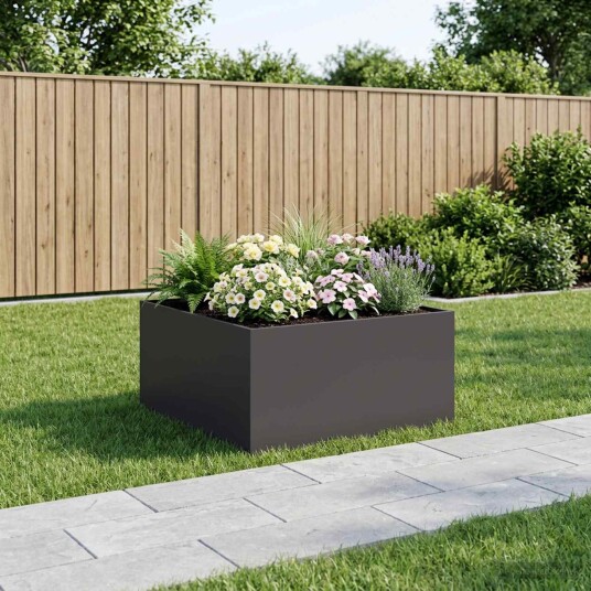 vidaXL Hageblomsterpotte Svart 80 x 80 x 40 cm Kaldvalsestål