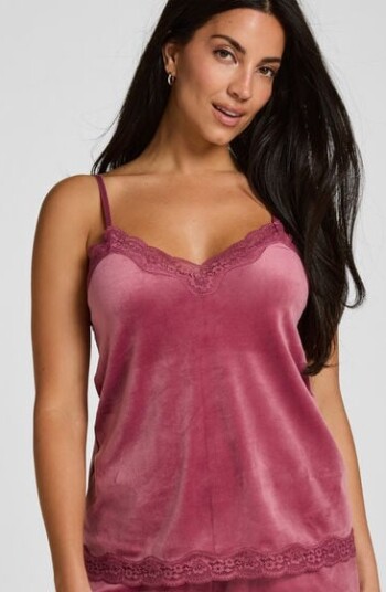 Hunkemöller Cami topp Velours Lace Rosa