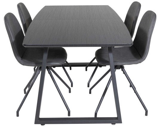 Venture Design Inca & Polar spisegruppe Svart/svart 4 st stoler & bord 160 x 85 cm