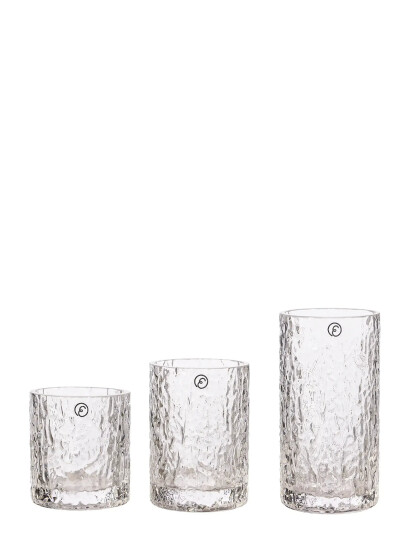 ERNST Ernst Vase/Candleholder 3 Set Patterned Glass   Nude   ONE SIZE