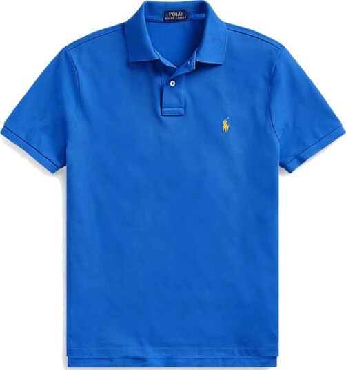 Polo Ralph Lauren Slim Fit Mesh Polo Shirt - Blue - S