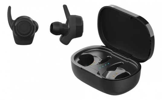 Streetz Sport TWS stay-in-ear, doble ørepropper, laddningsfodral, svart Streetz Sport TWS stay-in-ear, doble ørepropper, laddningsfodral, svart