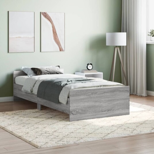 vidaXL Sengeramme grå sonoma 100x200 cm konstruert tre 8721012154230