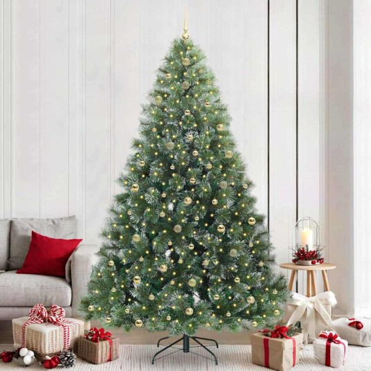 Kunstig juletre med 300 LED med stativ grønn 240 cm PE og PVC