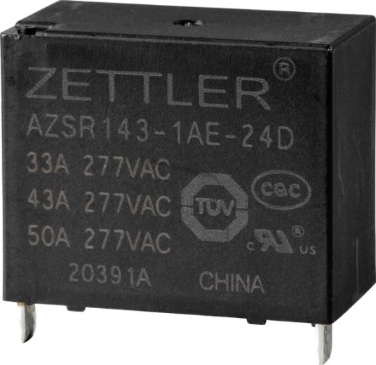 Zettler Electronics Azsr143 1Ae 24D Effektrelé 24 V/Dc 50 A 1 Vekselkontakt 1 Stk