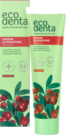 Naturlig Hydroxyapatite tannkrem ECODENTA Tranebærtartar Eliminerende 100 ml Naturlig Hydroxyapatite tannkrem ECODENTA Tranebærtartar Eliminerende 100 ml
