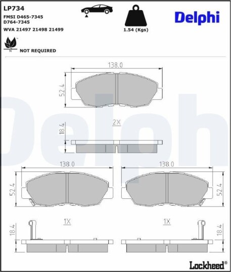 DELPHI LP734 Bremseklosser