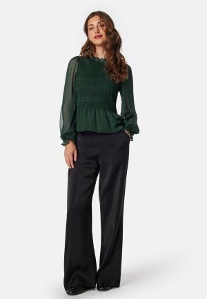 BUBBLEROOM Smock L/S Blouse Dark green S