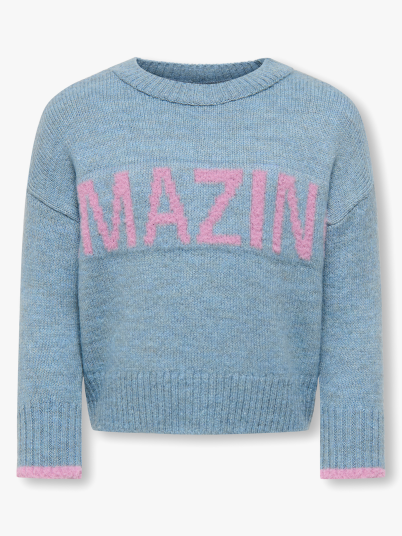 Kids Only Amour Long Sleeve Oneck Pullover Knit Blå 104