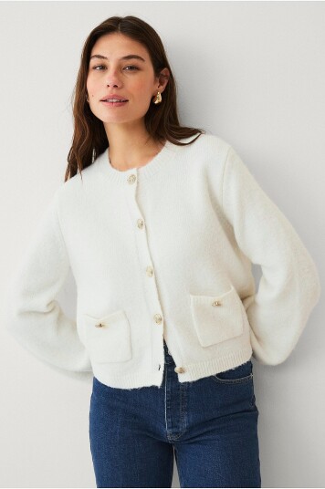 Ellos Collection - Cardigan med gullknapper - Hvit