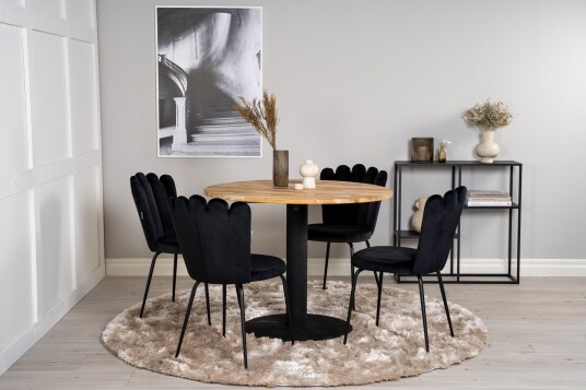 Spisegruppe Laura med 4 Limhamn Spisestoler Svart Furniture Fashion