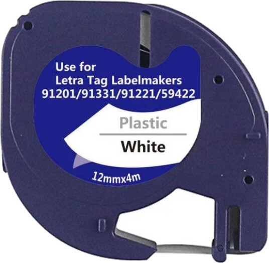 TB 91201 LT Label Polyester Hvit 12mm (4m) erstatter Dymo S0721610
