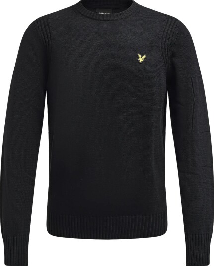 Lyle & Scott Rib Insert Crew Neck Jumper JET BLACK XXL Lyle & Scott Rib Insert Crew Neck Jumper JET BLACK XXL