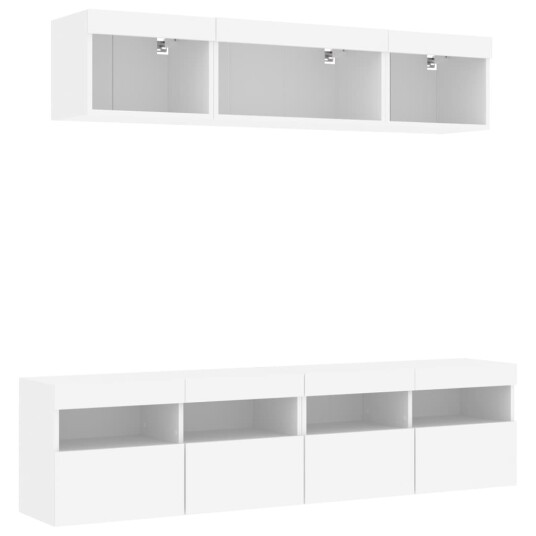 vidaXL Vegghengte TV-enheter med LED 5 deler hvit konstruert tre 8721012471337