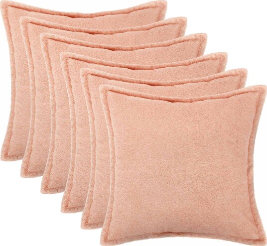 vidaXL Putetrekk 6 pcs HOUTEN Rosa 80 x 80 cm Bouclé