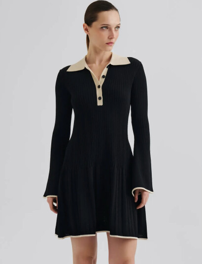Malina Sabine Pike Knitted Mini Dress - Black - XS Malina Sabine Pike Knitted Mini Dress - Black - XS