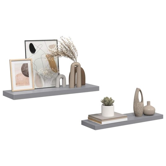 vidaXL Flytende vegghyller 2 stk gr? 80x23,5x3,8 cm MDF