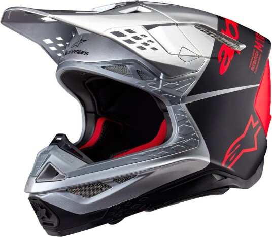Alpinestars Supertech S-M10 Flood 2024 Motocross Hjelm S Svart Rød Sølv Alpinestars Supertech S-M10 Flood 2024 Motocross Hjelm S Svart Rød Sølv