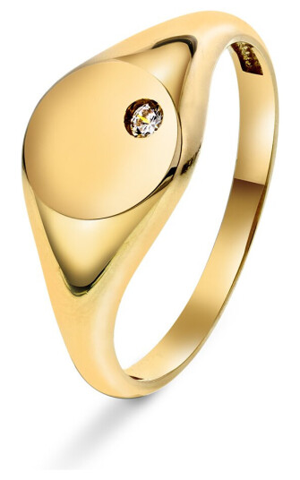 Pan Jewelry, Signetring i 585 gult gull med zirkonia