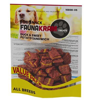 Faunakram -  Duck Sweet potato sandwich snack 300g  - 10808-05