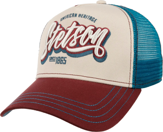 Stetson Wordmark Logo Trucker Cap Wine/Off White/Blue OSFA
