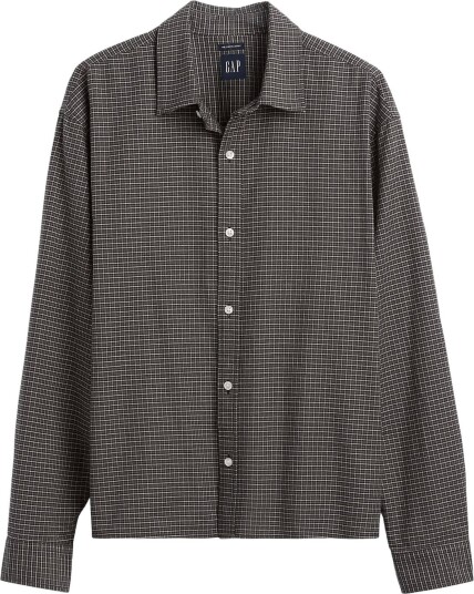 GAP Relaxed Crop Straight Hem Oxford Shirt Grey M GAP Relaxed Crop Straight Hem Oxford Shirt Grey M