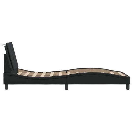 Sengeramme med hodegavl svart 90x190 cm kunstlær 8721012346321
