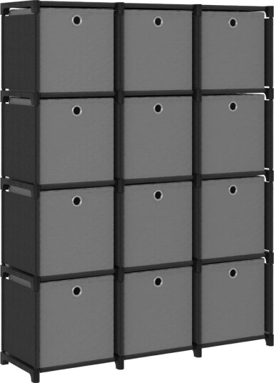 vidaXL Displayhylle med 12 kuber og bokser svart 103x30x141 cm stoff vidaXL Displayhylle med 12 kuber og bokser svart 103x30x141 cm stoff