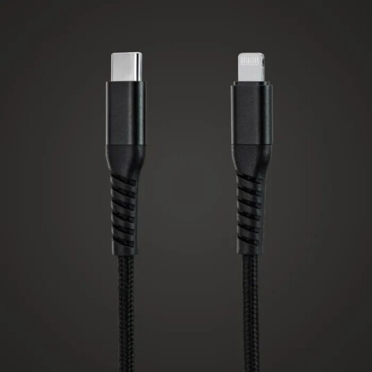 Linocell Premium Kevlar USB-C- til Lightning-kabel Svart 2 m