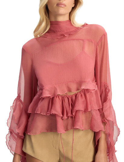 Bardot Anyssa Ruffle Blouse Pink 34