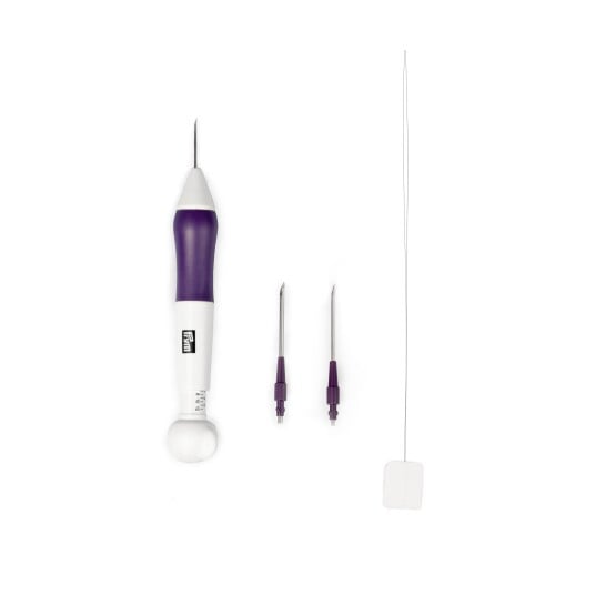 Punch needle broderinål 1,3 mm / 1,6 mm / 2,2 mm, White/Plum Blu